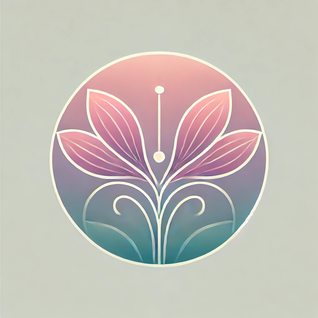"Illustration symbolique d'une fleur s'épanouissant lentement dans des tons pastel doux, représentant les cycles naturels et la patience, avec un design minimaliste et apaisant."