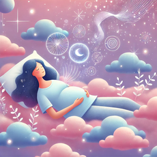 rêves pendant la grossesse
"Illustration sereine d'une femme enceinte allongée sur des nuages doux et lumineux, dans une atmosphère magique et apaisante, avec des tons pastel comme lavande, rose et bleu clair."