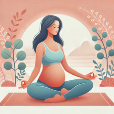 Illustration d'une femme enceinte assise en méditation dans un environnement apaisant, symbolisant la gestion du stress et l’équilibre hormonal pour limiter l’acné de grossesse.