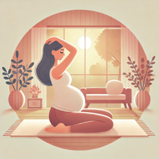 Illustration d'une femme enceinte pratiquant le yoga prénatal pour gérer le stress et soulager le reflux gastrique pendant la grossesse