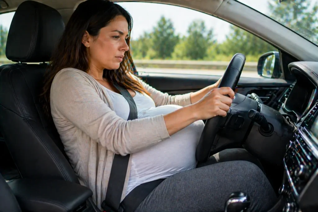 femme enceinte ventre volumineux conduite difficulté mouvement