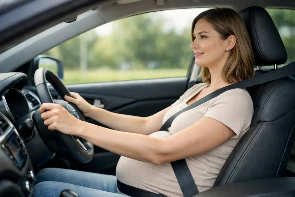 position idéale conduite femme enceinte distance volant ceinture