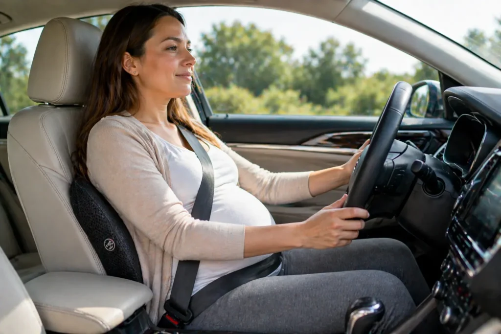 confort femme enceinte voiture coussin lombaire position assise