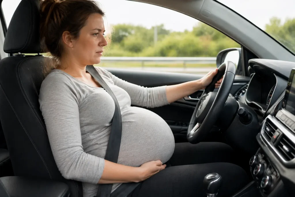 femme enceinte fin grossesse conduite difficulté ventre volumineux