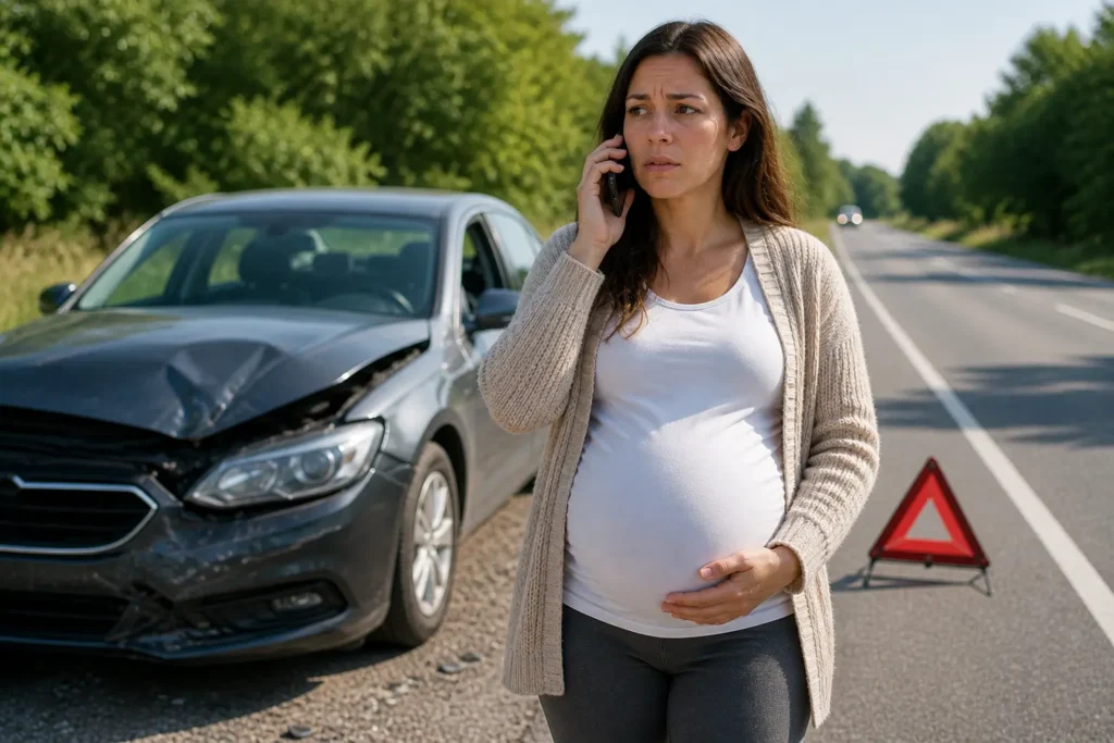 femme enceinte accident voiture appel secours securite