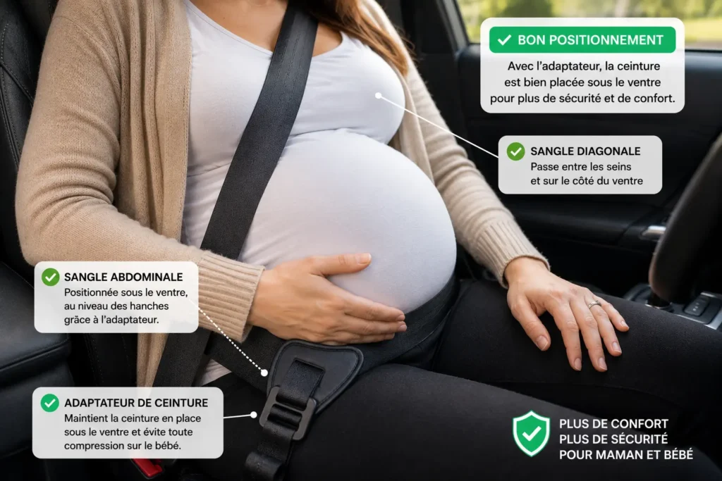 adaptateur ceinture grossesse installation voiture