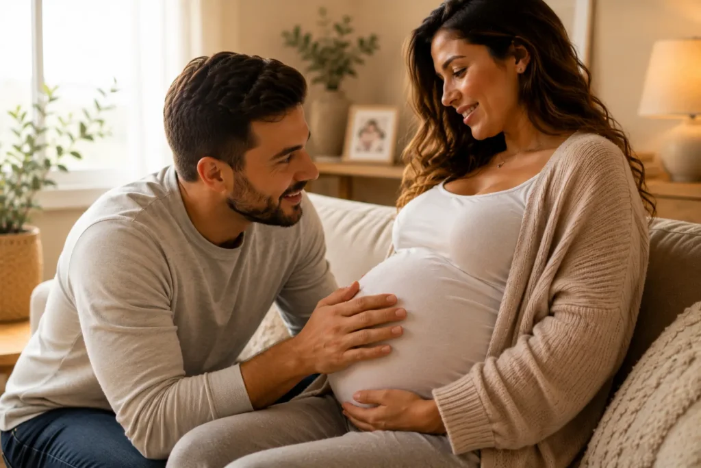 père parle à bébé pendant la grossesse