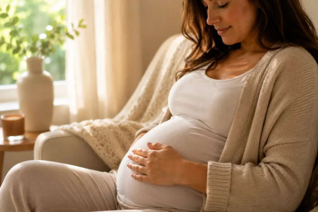 Créer une interaction avec bébé en posant la main sur le ventre