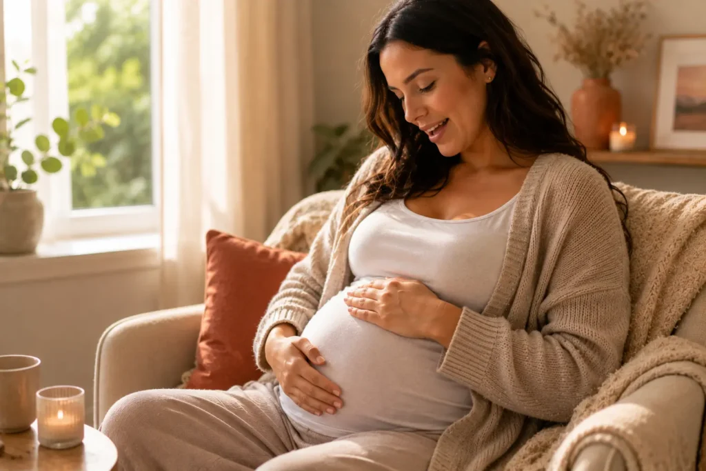 Parler à bébé en posant la main sur le ventre