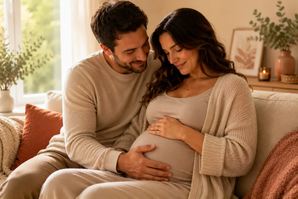 Partager un moment de tendresse en touchant le ventre