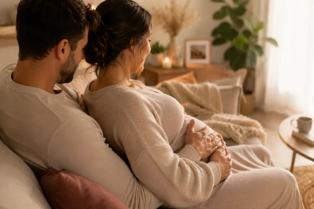 Attendre que bébé bouge sous la main du second parent
