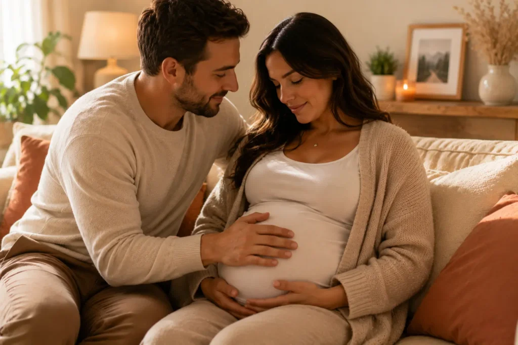 Second parent communiquant avec bébé par le toucher